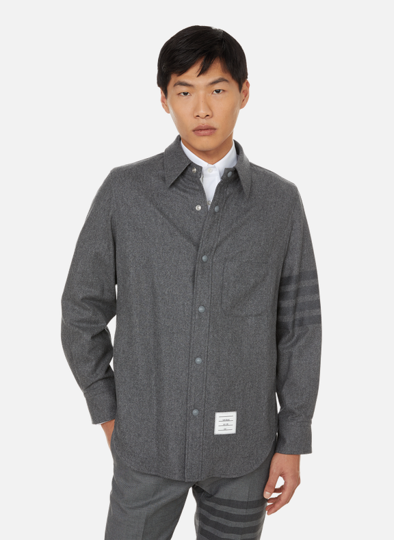 THOM BROWNE Wool and cashmere-blend overshirt Grey
