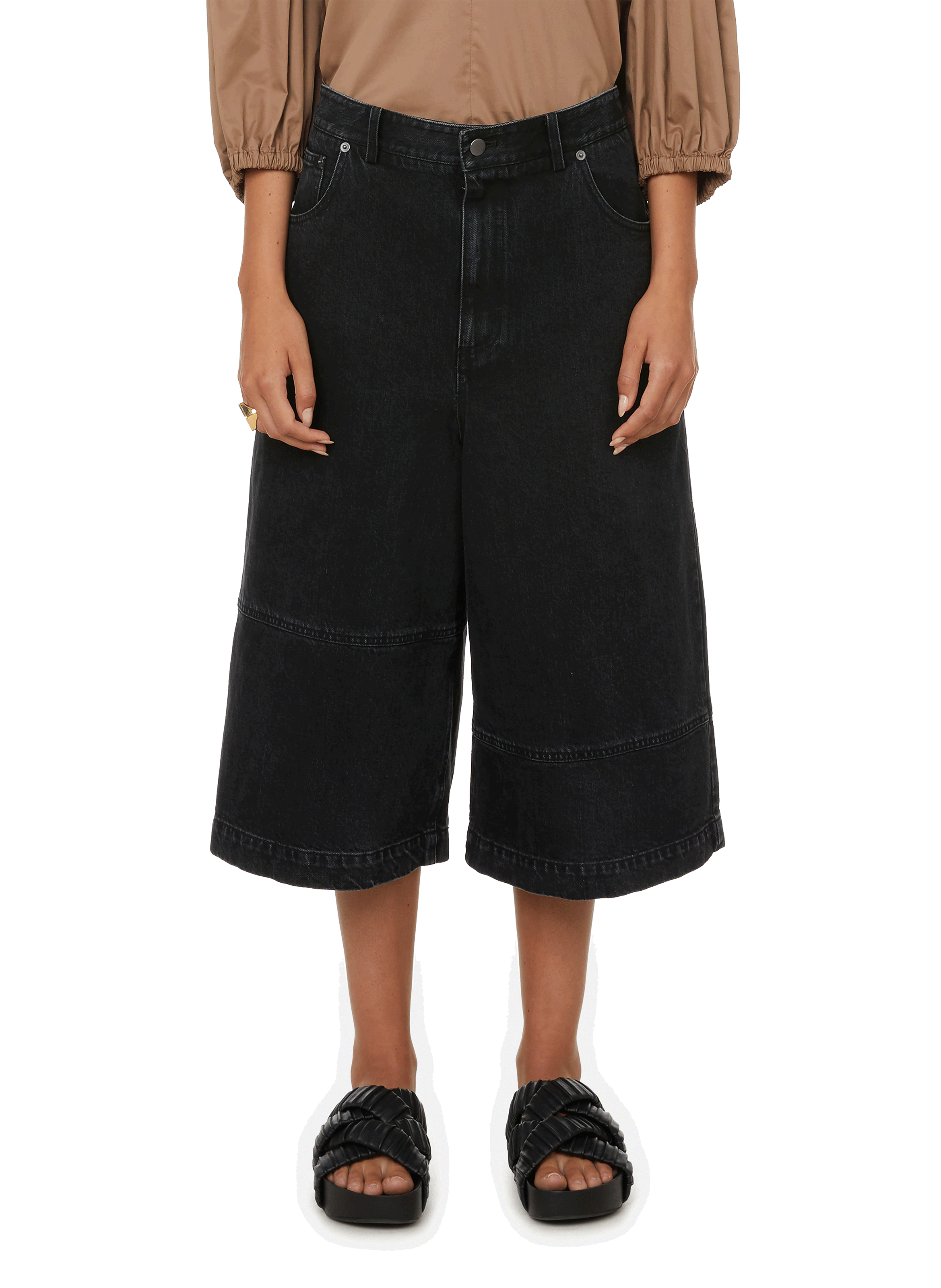 LOOSE-FIT DENIM BERMUDA SHORTS - TIBI 