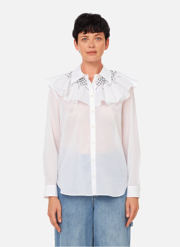 Cotton-blend blouse with ruffled detailing White by TIBI TIBI Cotton-blend blouse with ruffled detailing White