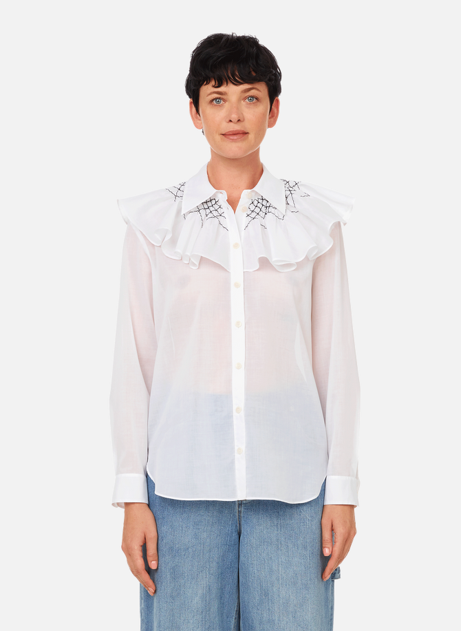 Cotton-blend blouse with ruffled detailing TIBI