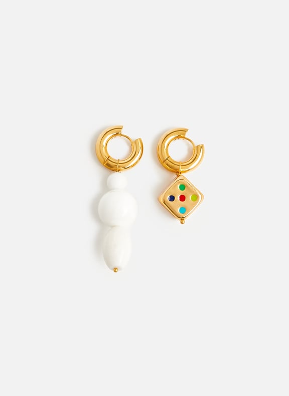 Mismatched earrings White by TIMELESS PEARLY TIMELESS PEARLY Mismatched earrings White