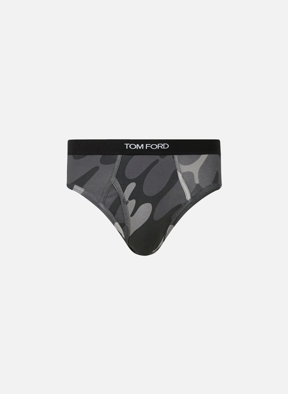 Printed cotton briefs Grey by TOM FORD UNDERWEAR TOM FORD UNDERWEAR Printed cotton briefs Grey