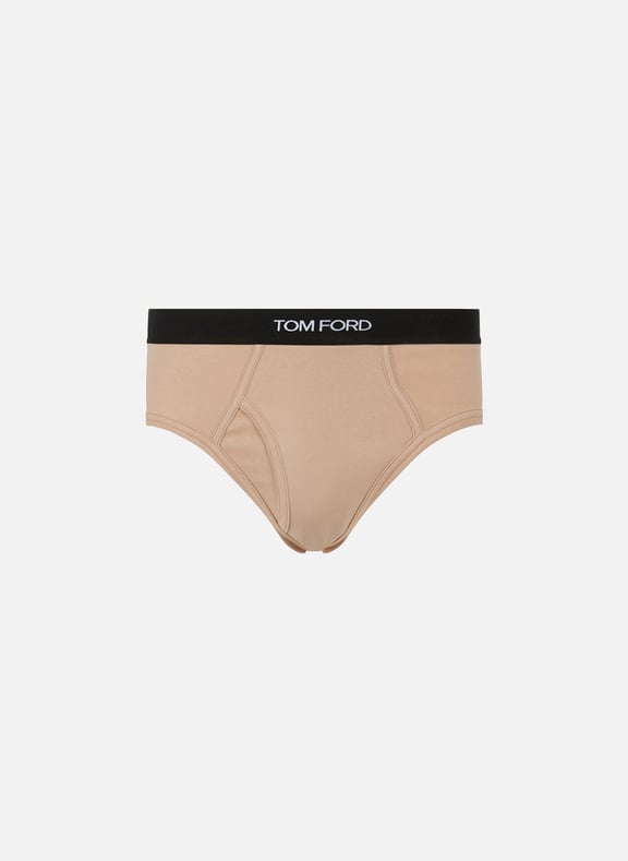 Plain cotton briefs Beige by TOM FORD UNDERWEAR TOM FORD UNDERWEAR Plain cotton briefs Beige
