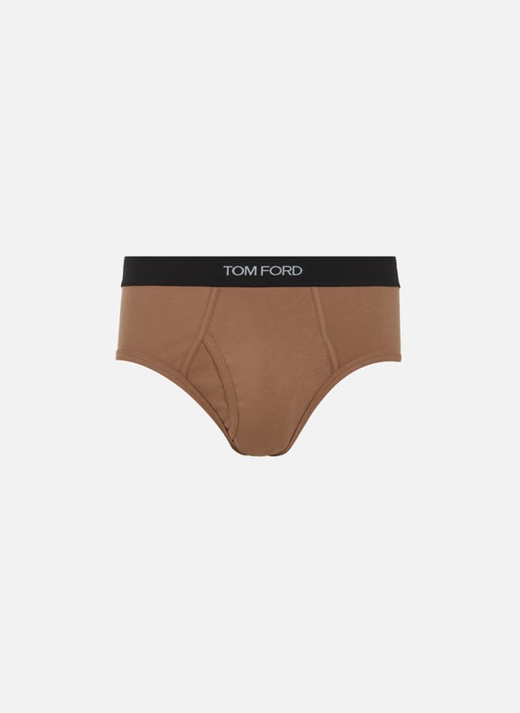 Stretch cotton kangaroo briefs Brown by TOM FORD UNDERWEAR TOM FORD UNDERWEAR Stretch cotton kangaroo briefs Brown