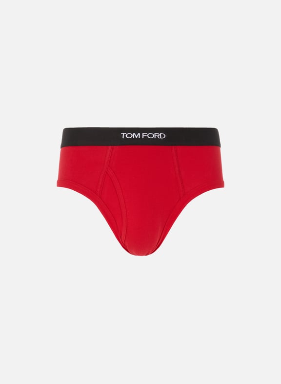 Cotton-blend briefs Red by TOM FORD UNDERWEAR TOM FORD UNDERWEAR Cotton-blend briefs Red