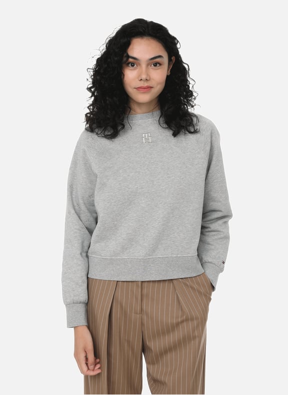 Cotton-blend sweatshirt with a monogram design Grey by TOMMY HILFIGER TOMMY HILFIGER Cotton-blend sweatshirt with a monogram design Grey