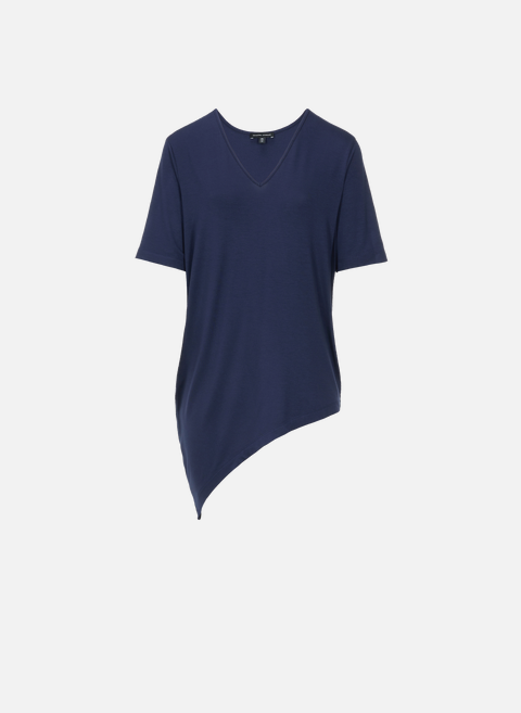 T-shirt asymétrique Genevette col V en viscose stretch BlueUNIVERSAL STANDARD 