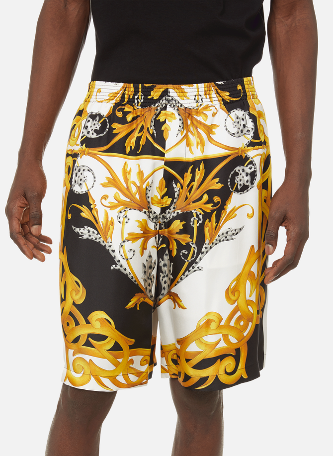 Barocco Acanthus print silk shorts VERSACE