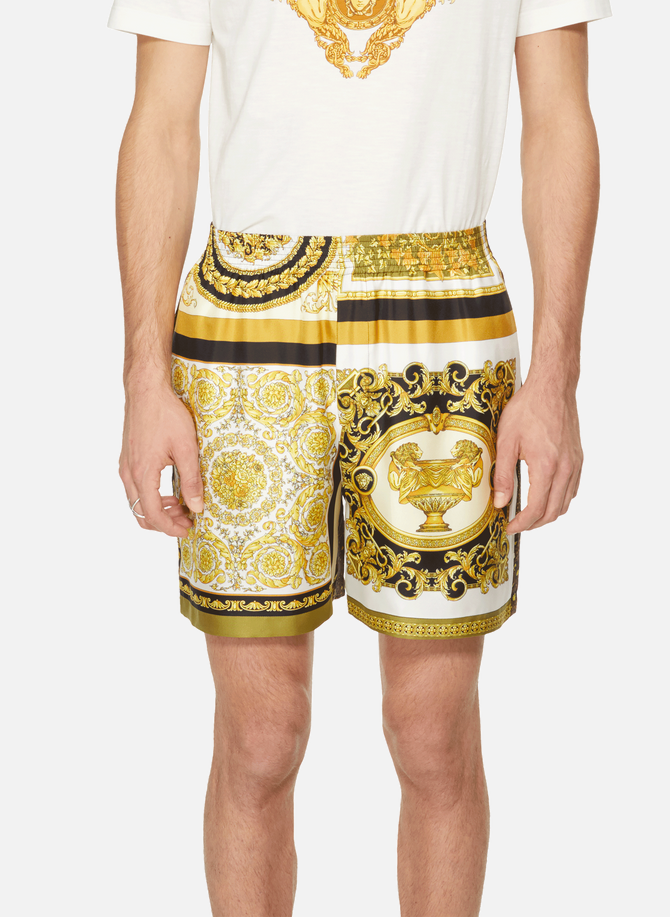 Barocco Western Shorts in silk print VERSACE