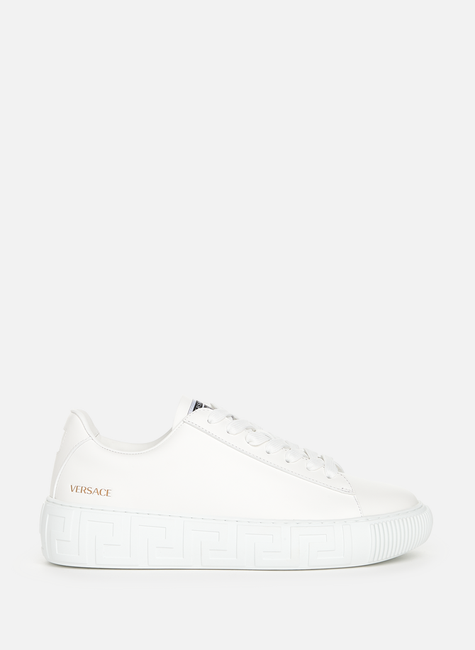 Leather sneakers with logo on the sole VERSACE