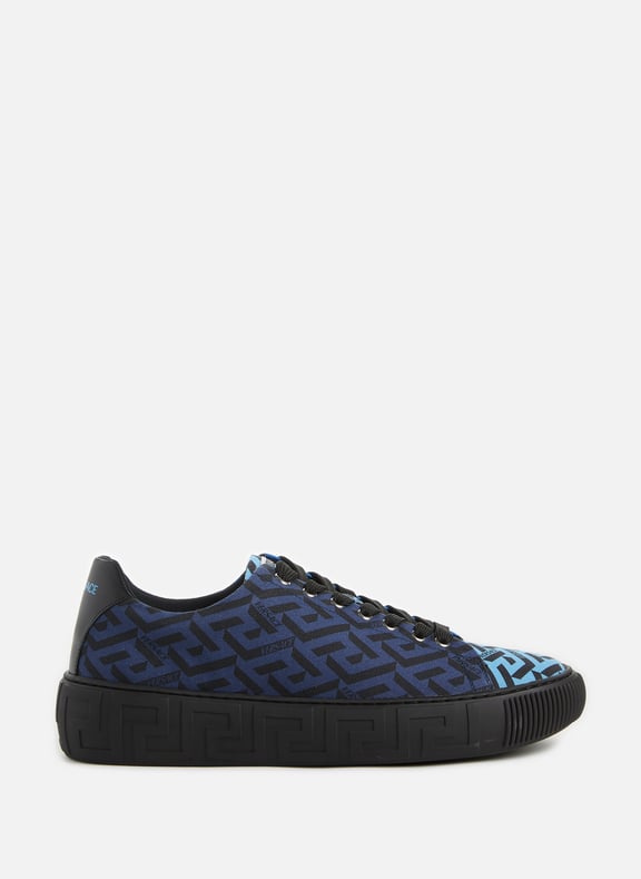 Greca Signature cotton sneakers Blue by VERSACE VERSACE Greca Signature cotton sneakers Blue