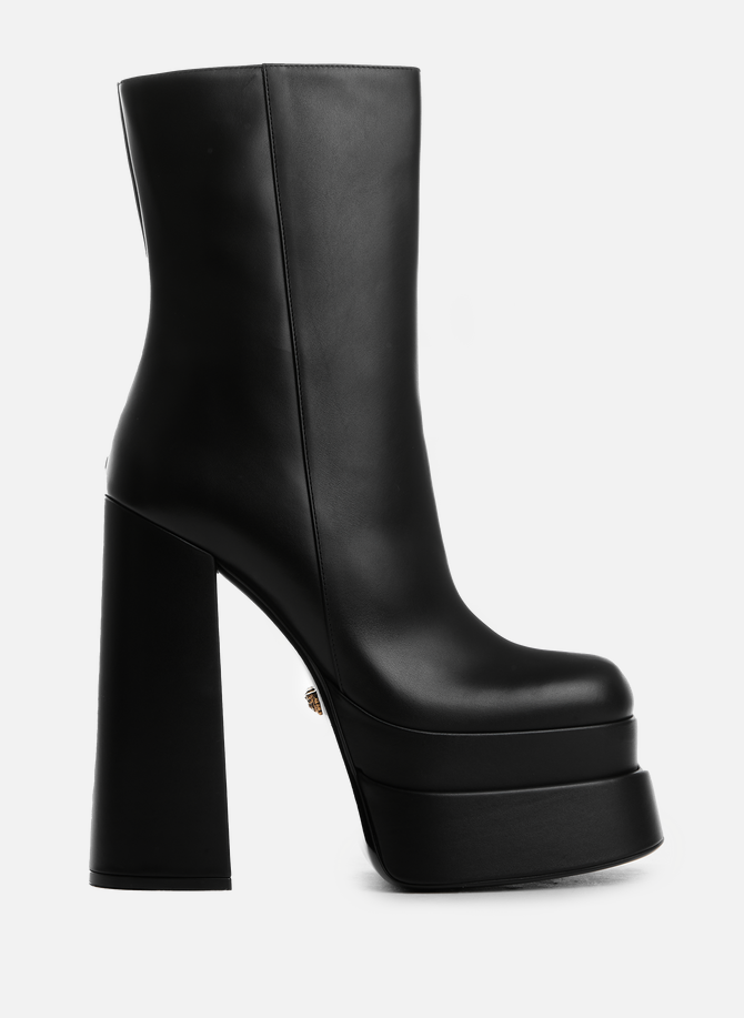 Leather platform ankle boots VERSACE