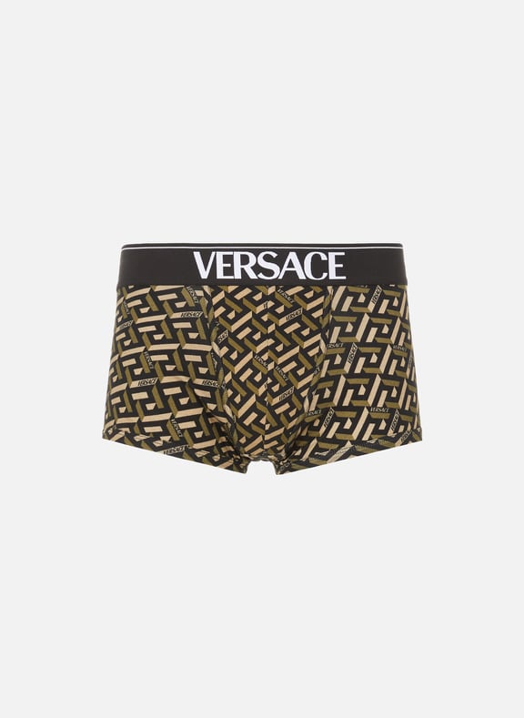 Greca Signature print boxers Khaki by VERSACE VERSACE Greca Signature print boxers Khaki