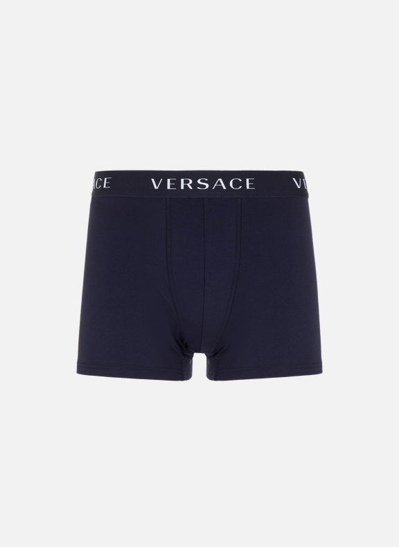 VERSACE Cotton boxer shorts with logo Blue