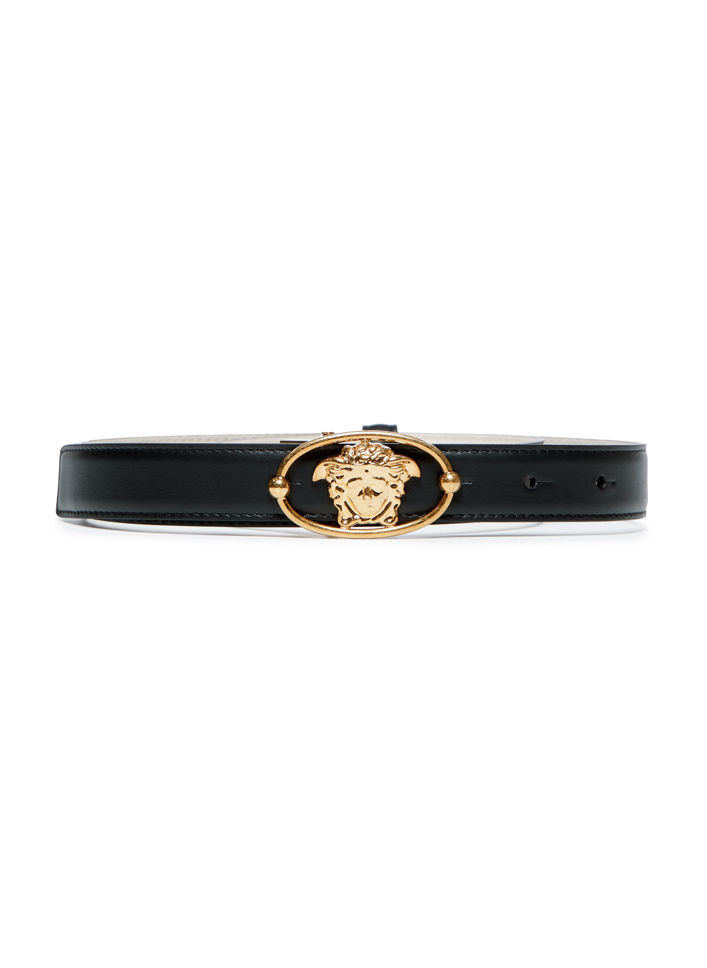 medusa buckle leather belt