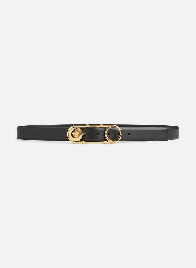 Safety Pin leather belt with buckle VERSACE
