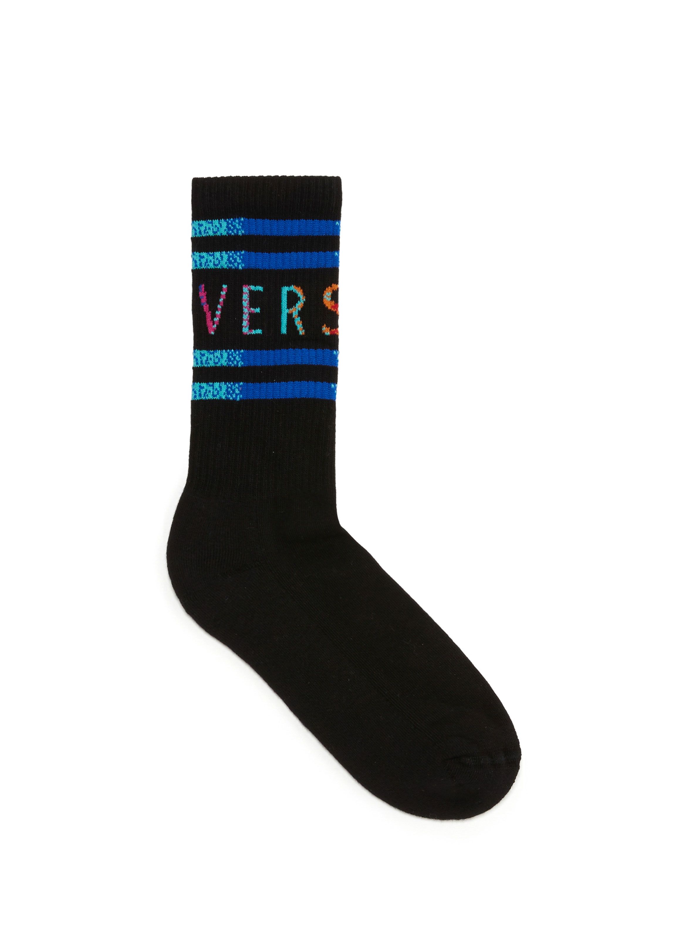 Versace Vintage 90s Logo Cotton Socks in Black for Men Mens Clothing Underwear Socks 