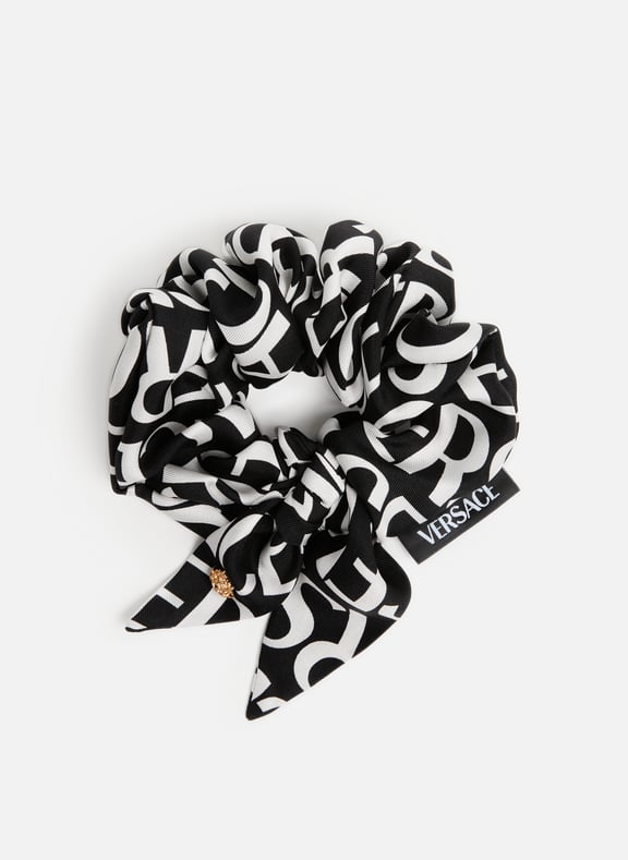 Patterned silk scrunchie Black by VERSACE VERSACE Patterned silk scrunchie Black