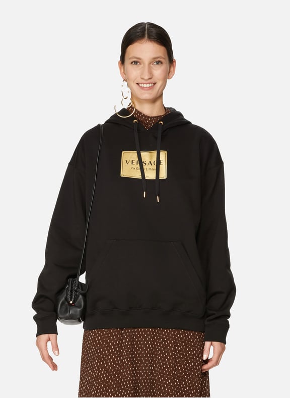 Hooded print Sweatshirt Black by VERSACE VERSACE Hooded print Sweatshirt Black