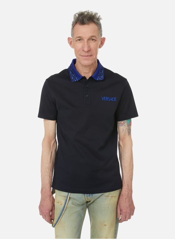 Cotton polo shirt Blue by VERSACE VERSACE Cotton polo shirt Blue