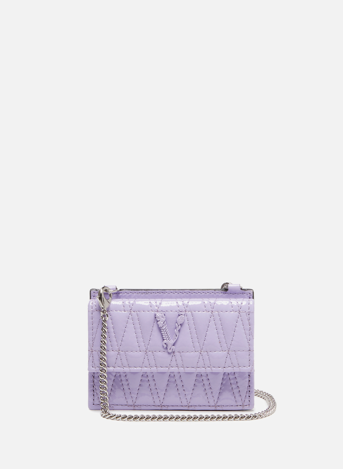 Virtus quilted card holder with chain VERSACE