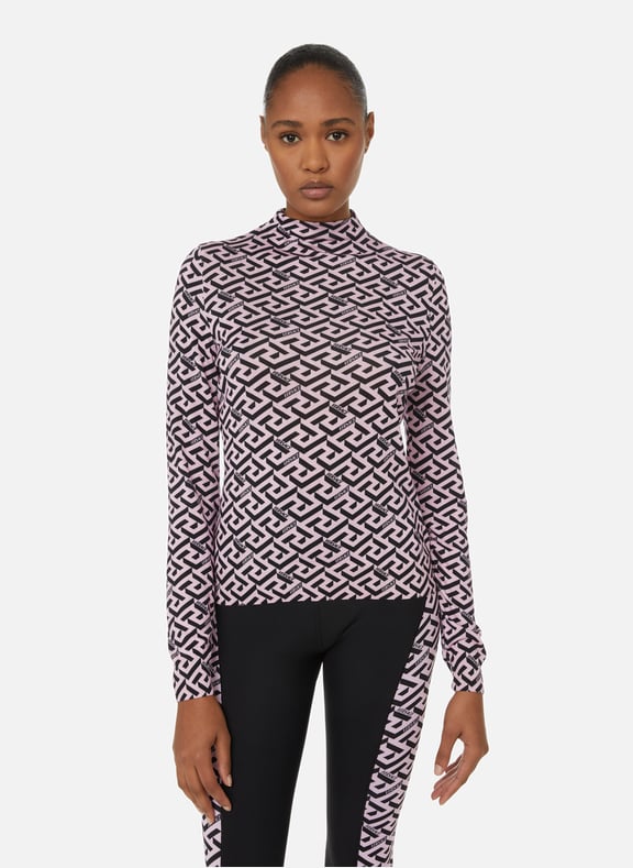 Silk jumper with logo Pink by VERSACE VERSACE Silk jumper with logo Pink