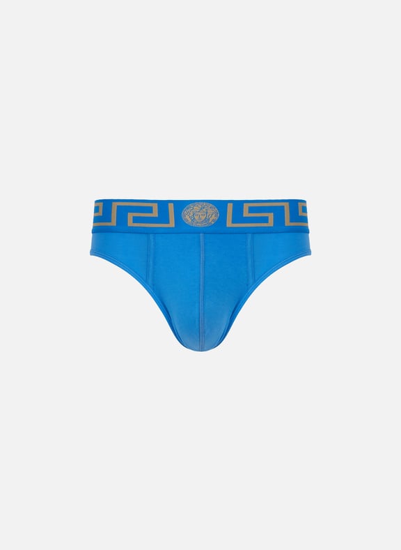 Greca cotton Briefs Blue by VERSACE VERSACE Greca cotton Briefs Blue