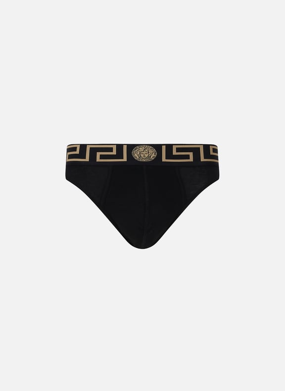 Greca cotton Briefs Black by VERSACE VERSACE Greca cotton Briefs Black