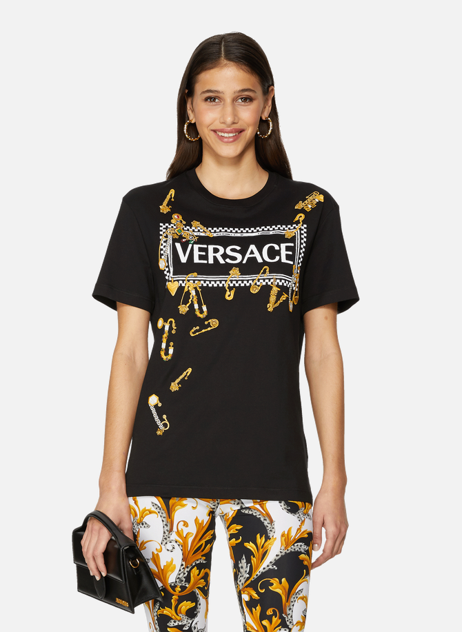 Donna cotton T-shirt with screen-printed logo VERSACE