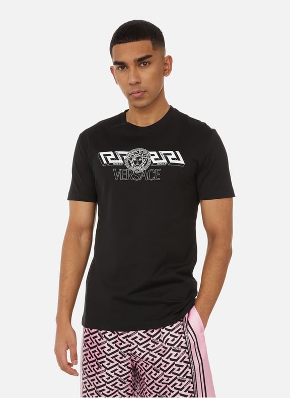 Greca Medusa cotton T-shirt Black by VERSACE VERSACE Greca Medusa cotton T-shirt Black
