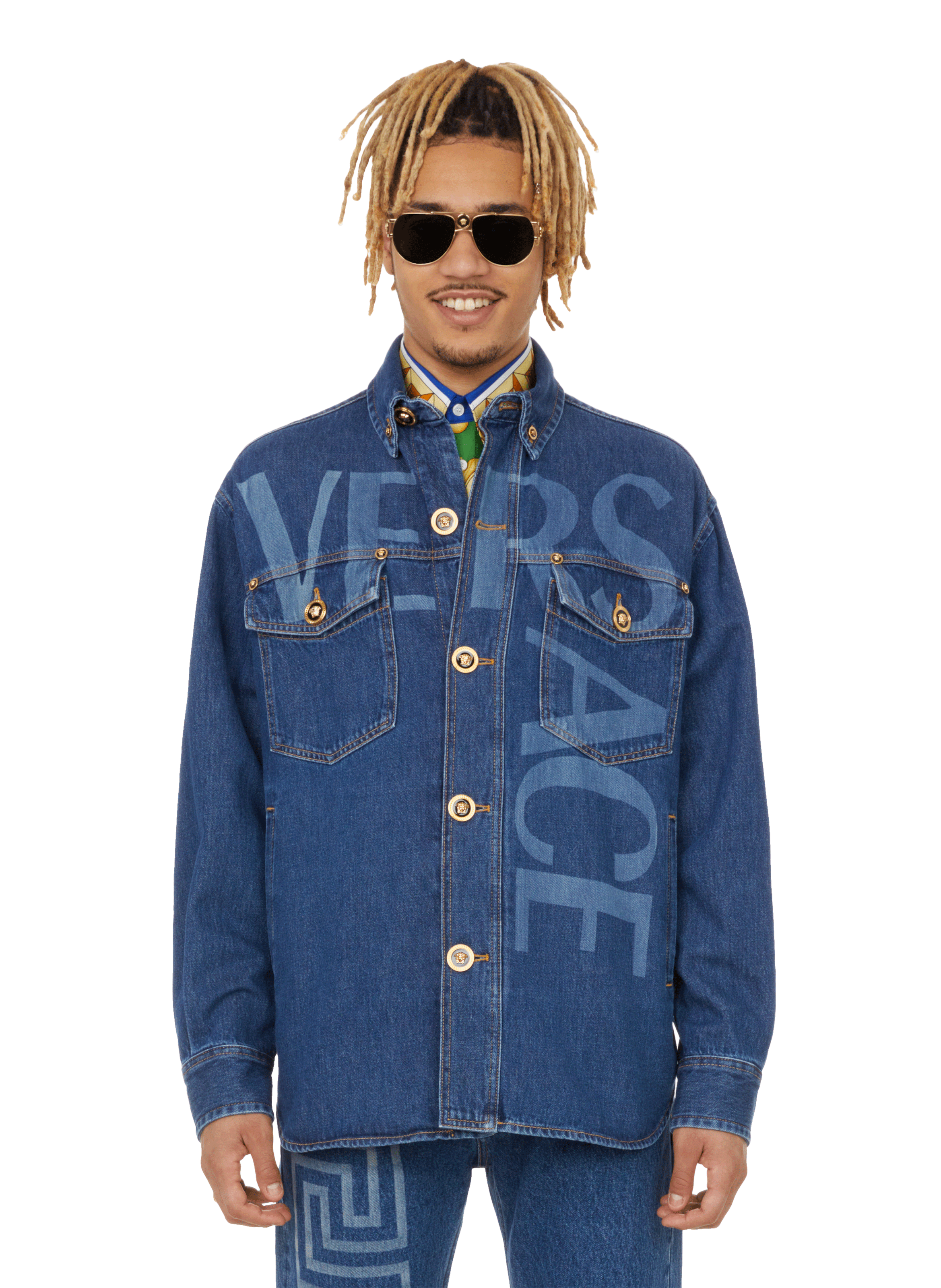 versace logo denim jacket