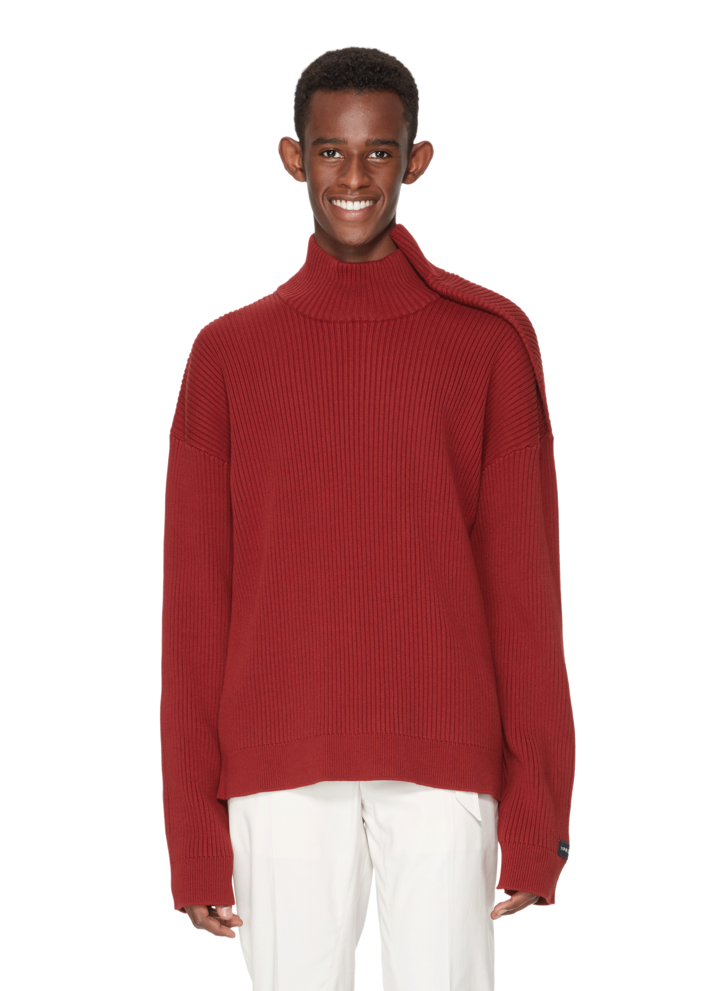 RIBBED KNITWEAR SWEATSHIRT WITH HIGH 