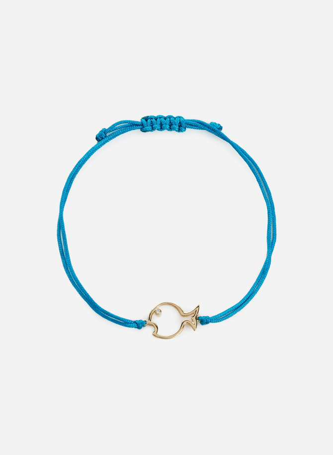 Bracelet Fil Dauphin Turquoise - Diamond, yellow gold, white gold and  turquoise cord - Yvonne Léon