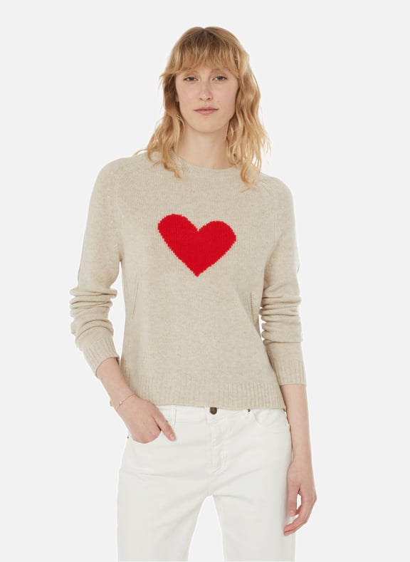 Lili Heart cashmere jumper Beige by ZADIG&VOLTAIRE ZADIG&VOLTAIRE Lili Heart cashmere jumper Beige
