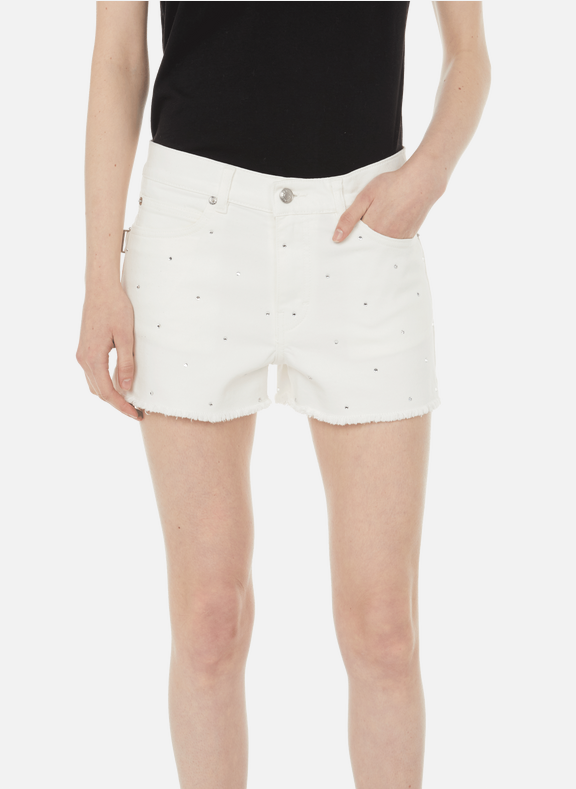 ZADIG&VOLTAIRE Storm cotton denim shorts with rhinestones Beige