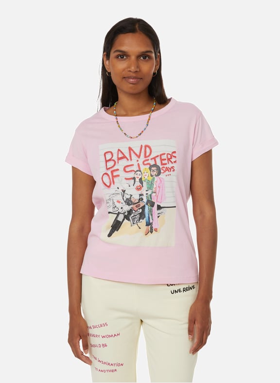 Anya Band of Sisters cotton T-shirt Pink by ZADIG&VOLTAIRE ZADIG&VOLTAIRE Anya Band of Sisters cotton T-shirt Pink