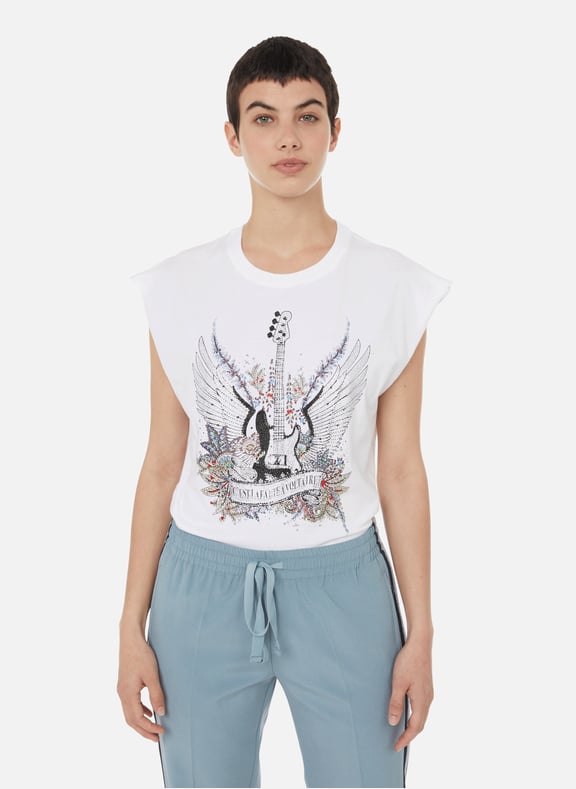 Cecilia Guitar cotton T-shirt White by ZADIG&VOLTAIRE ZADIG&VOLTAIRE Cecilia Guitar cotton T-shirt White