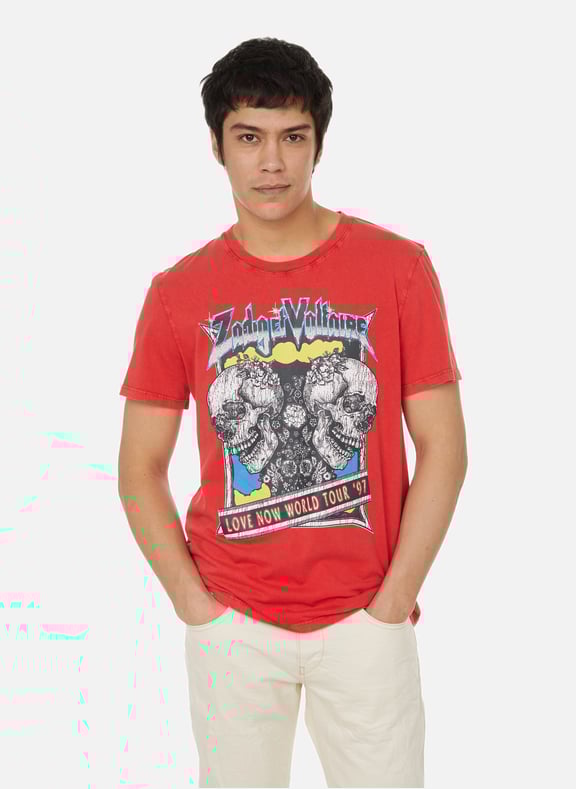 Concert Double Skull cotton T-shirt Red by ZADIG&VOLTAIRE ZADIG&VOLTAIRE Concert Double Skull cotton T-shirt Red
