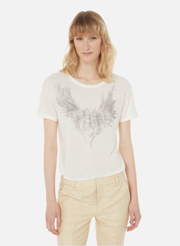 Marta Eagle cotton T-shirt with rhinestones Multicolour by ZADIG&VOLTAIRE ZADIG&VOLTAIRE Marta Eagle cotton T-shirt with rhinestones Multicolour