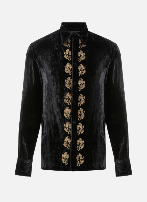Shirt with velvet embroidery Black73 LONDON 