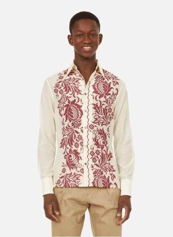 Chemise en coton et soie mélangés Rouge by 73 LONDON 73 LONDON Chemise en coton et soie mélangés Rouge
