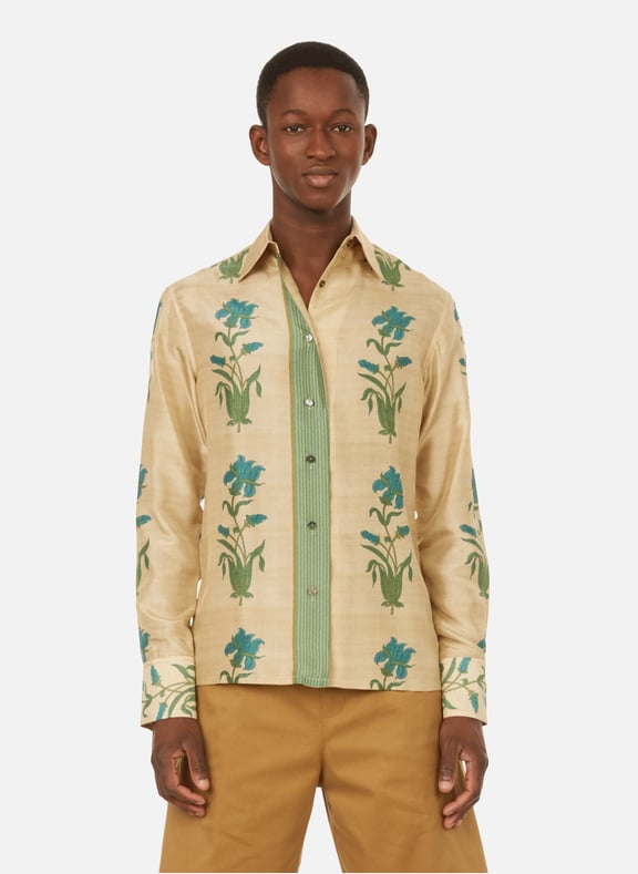 Chemise imprimée en soie Beige by 73 LONDON 73 LONDON Chemise imprimée en soie Beige