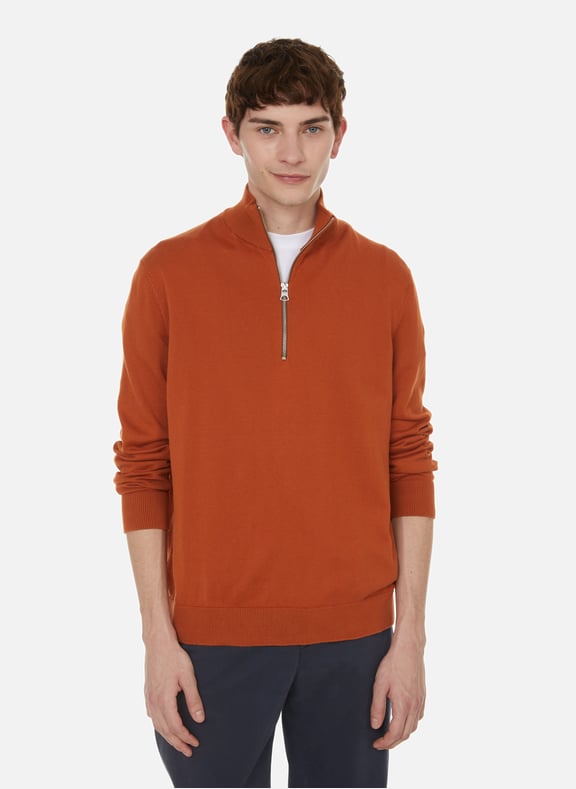 Pull col zippé montant en coton organique Orange by AIGLE AIGLE Pull col zippé montant en coton organique Orange