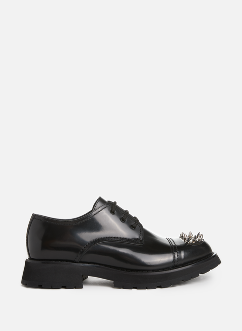 حذاء ديربي من الجلد باللون الأسود ألكسندر ماكوين 