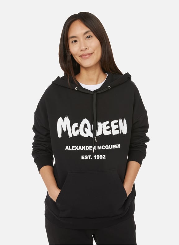 Hoodie en coton Noir by ALEXANDER MCQUEEN ALEXANDER MCQUEEN Hoodie en coton Noir