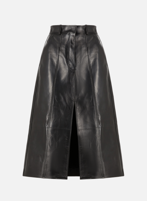 Black leather midi skirtALEXANDER MCQUEEN 