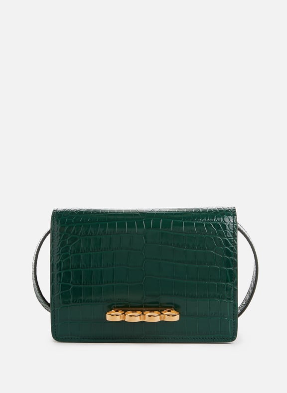 Pochette Skull Four Ring en cuir Vert by ALEXANDER MCQUEEN ALEXANDER MCQUEEN Pochette Skull Four Ring en cuir Vert