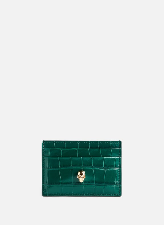 Porte-cartes Skull en cuir Vert by ALEXANDER MCQUEEN ALEXANDER MCQUEEN Porte-cartes Skull en cuir Vert