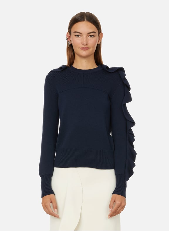 Pull à volants en laine Bleu by ALEXANDER MCQUEEN ALEXANDER MCQUEEN Pull à volants en laine Bleu