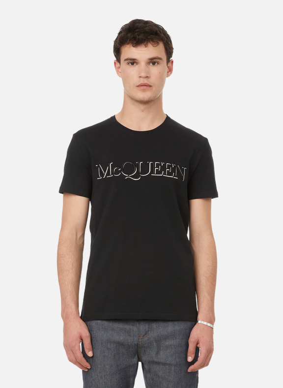 ALEXANDER MCQUEEN T-shirt brodé en coton Noir